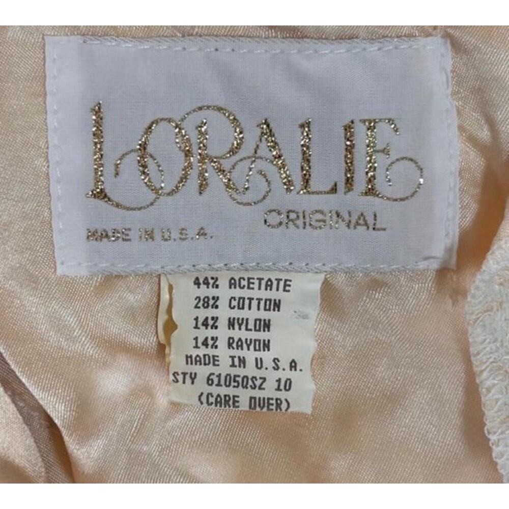 Vintage Loralie 1980s Ivory Floor Length Lace Formal Prairie Dress Medium USA - Picture 8 of 8